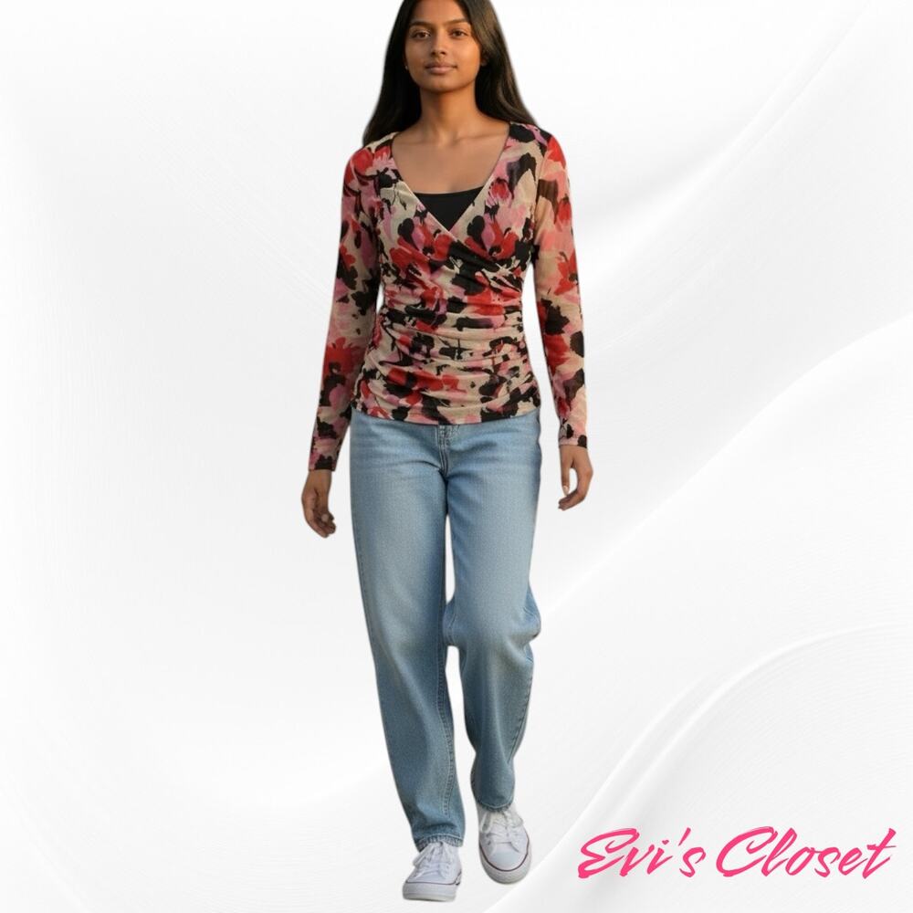 Inc International Top. Floral Y2K Whimsical Goth Fairy Core 90s Abstract Sz M
